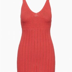 ARITZIA-Wilfred EVIE MINI Slip Red Knit Crotchet Dress 2xs